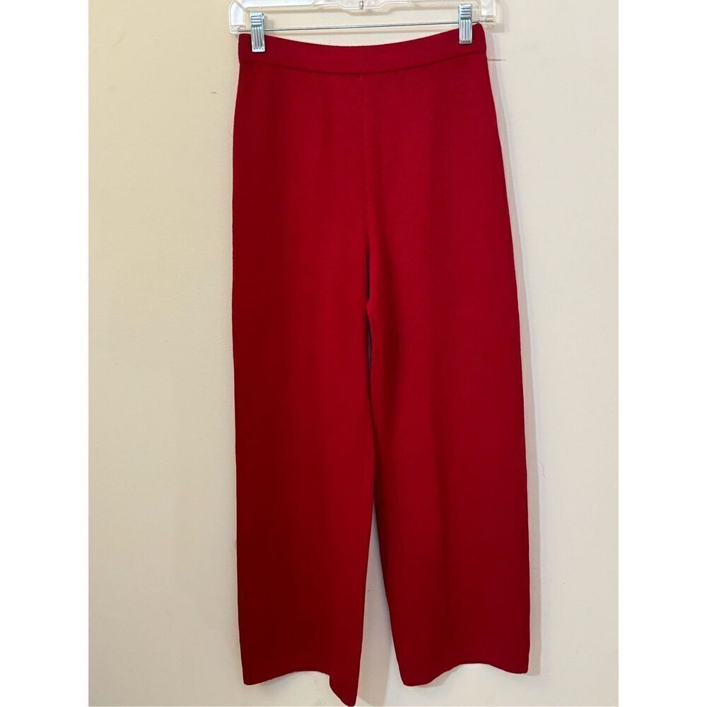 St John Santana Knit Red Wide Leg Pull On Pants 2